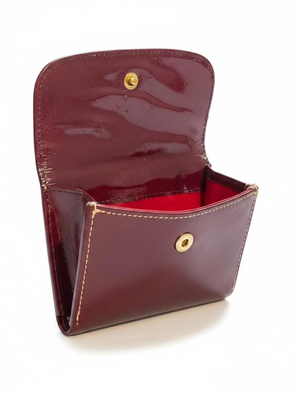 Dooney & Bourke Burgundy Patent Leather Wallet Coin Purse Bifold, EUC